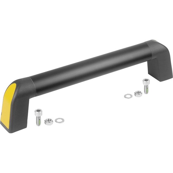 Kipp Tubular Handle Bighand, A=180, L=213, 4 Aluminum Black Anodized, Comp: Plastic Comp:Black Ral7021,  K1445.1800116